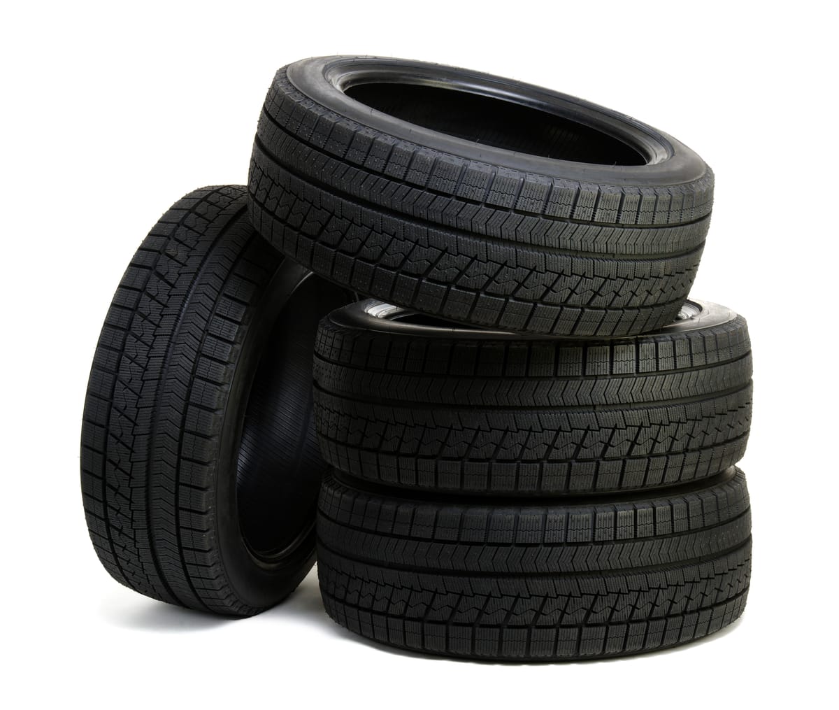 Stacked car tyres