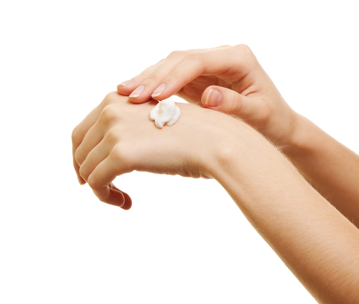 Skin cream on the back of a hand