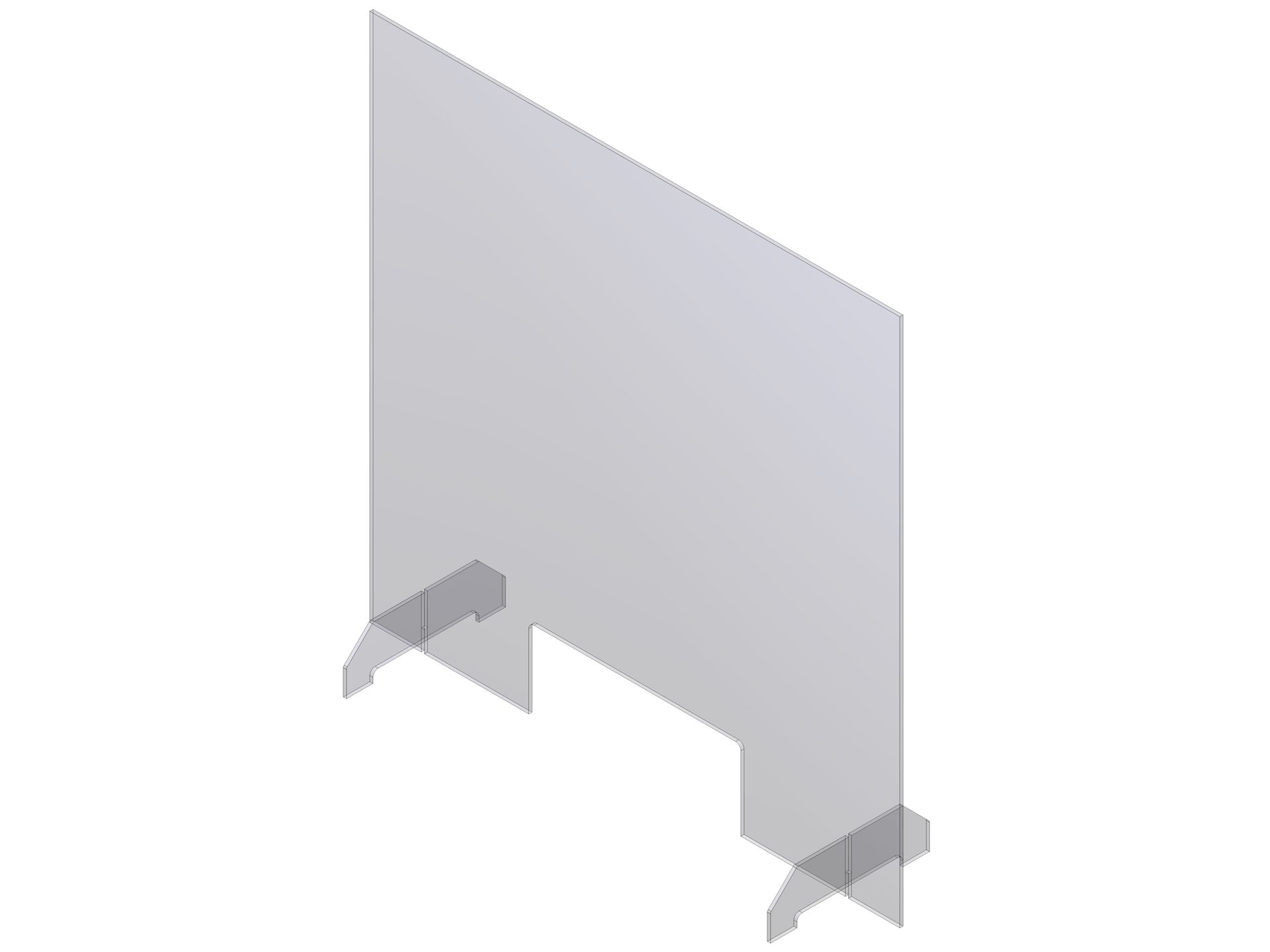 Transparente Spuckschutz-Stellwand mit gesteckten Standfüssen